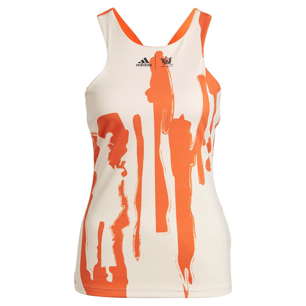 Turista Aprendizaje Brisa Adidas Women`s New York Y-Back Tennis Tank Ecru Tint and Impact Orange