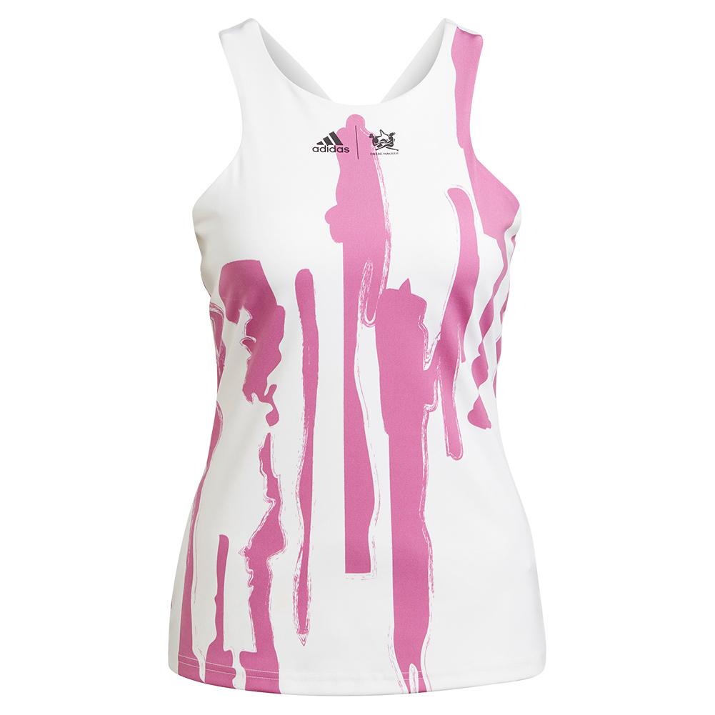 Adidas Women`s New York Y-Back Tennis Tank White and Semi Pulse Lilac