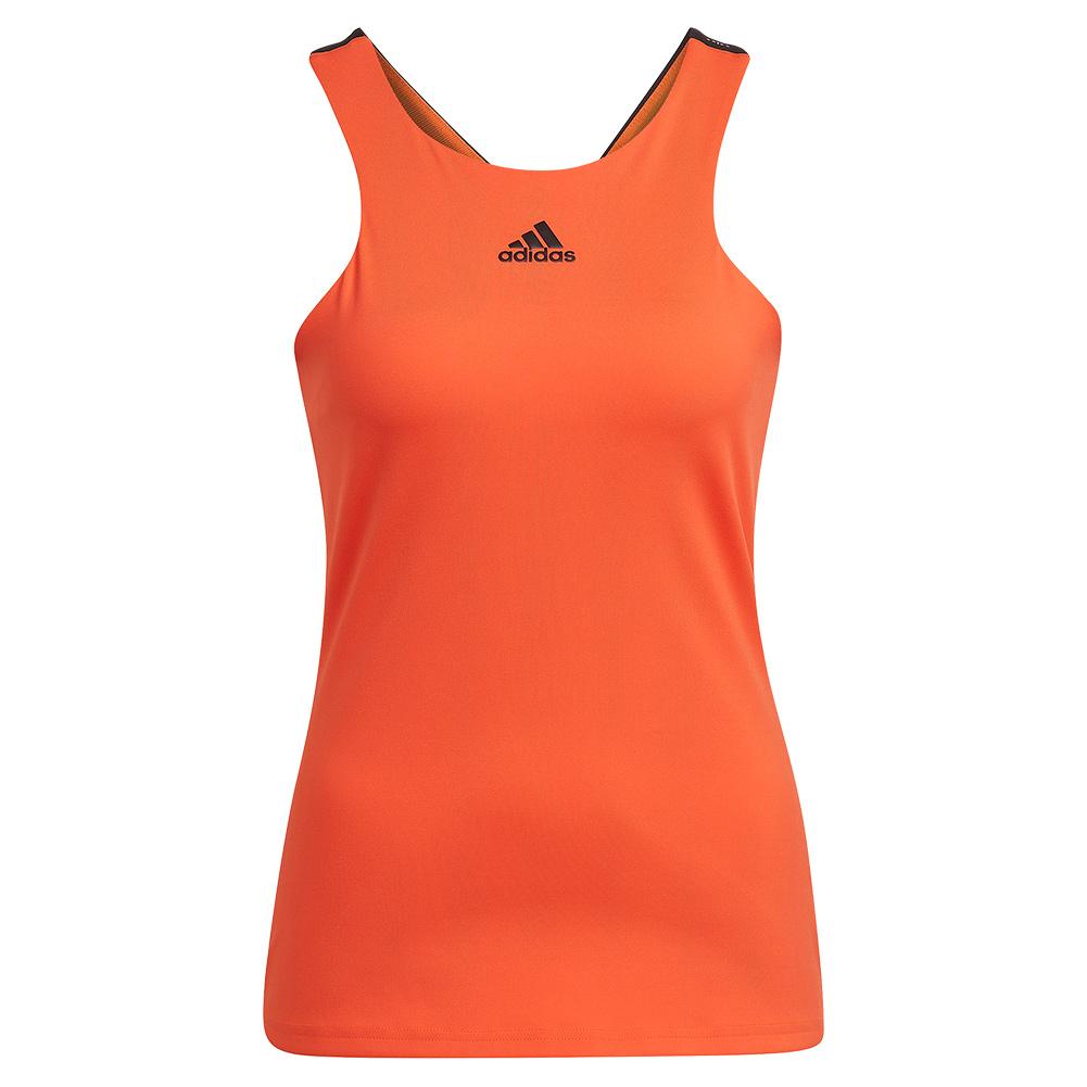 ADIDAS Women`s Aeroready Y-Back Tennis Tank Impact Orange and Black