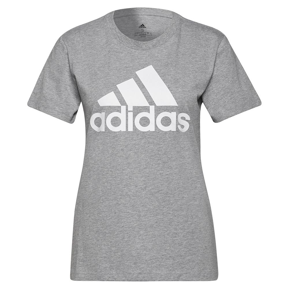 adidas Women`s Essentials Regular T-Shirt Medium Grey Heather and White