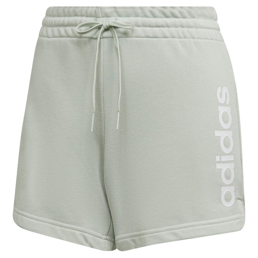 adidas Women`s Essentials Slim Shorts Linen Green and White