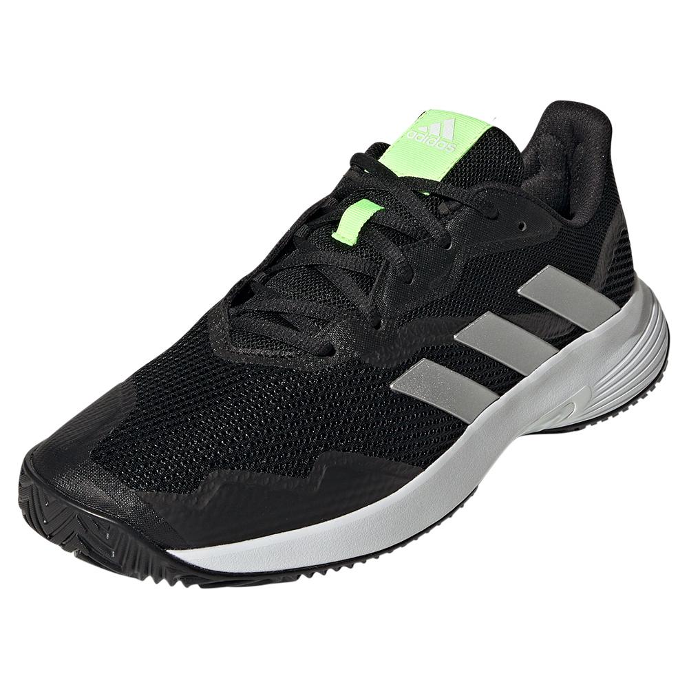 adidas Men`s CourtJam Control Tennis Shoes Core Black and Silver Met