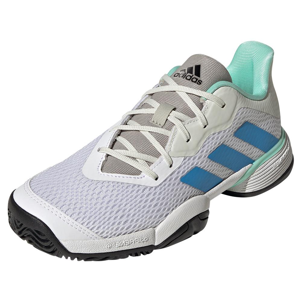 adidas Juniors` Barricade Tennis Shoes Footwear White and Pulse Blue