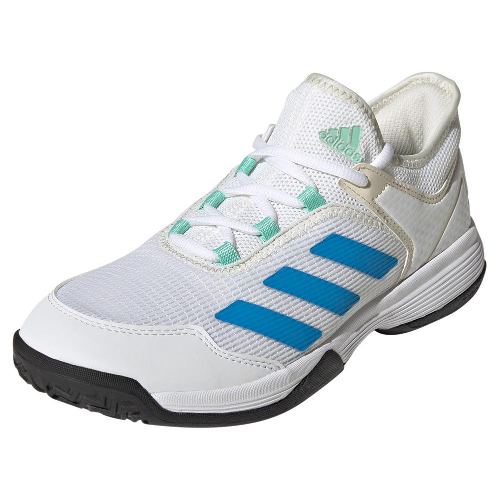 adidas Juniors` adizero Ubersonic 4 Tennis Shoes Footwear White and Pulse  Blue