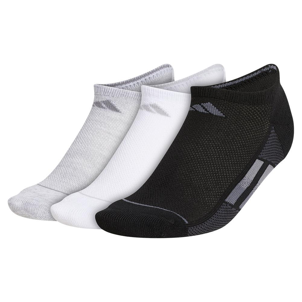 ADIDAS Women`s Superlite Stripe 3 No Show Tennis Socks 3-Pack Black and  White