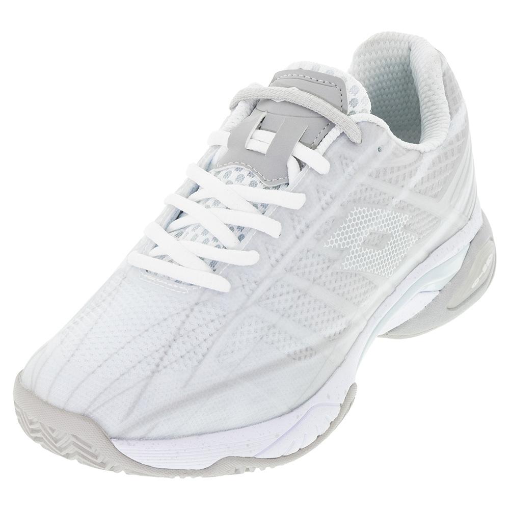 Lotto Women`s Mirage 300 Clay Tennis Shoes All White and Silver Metal 2