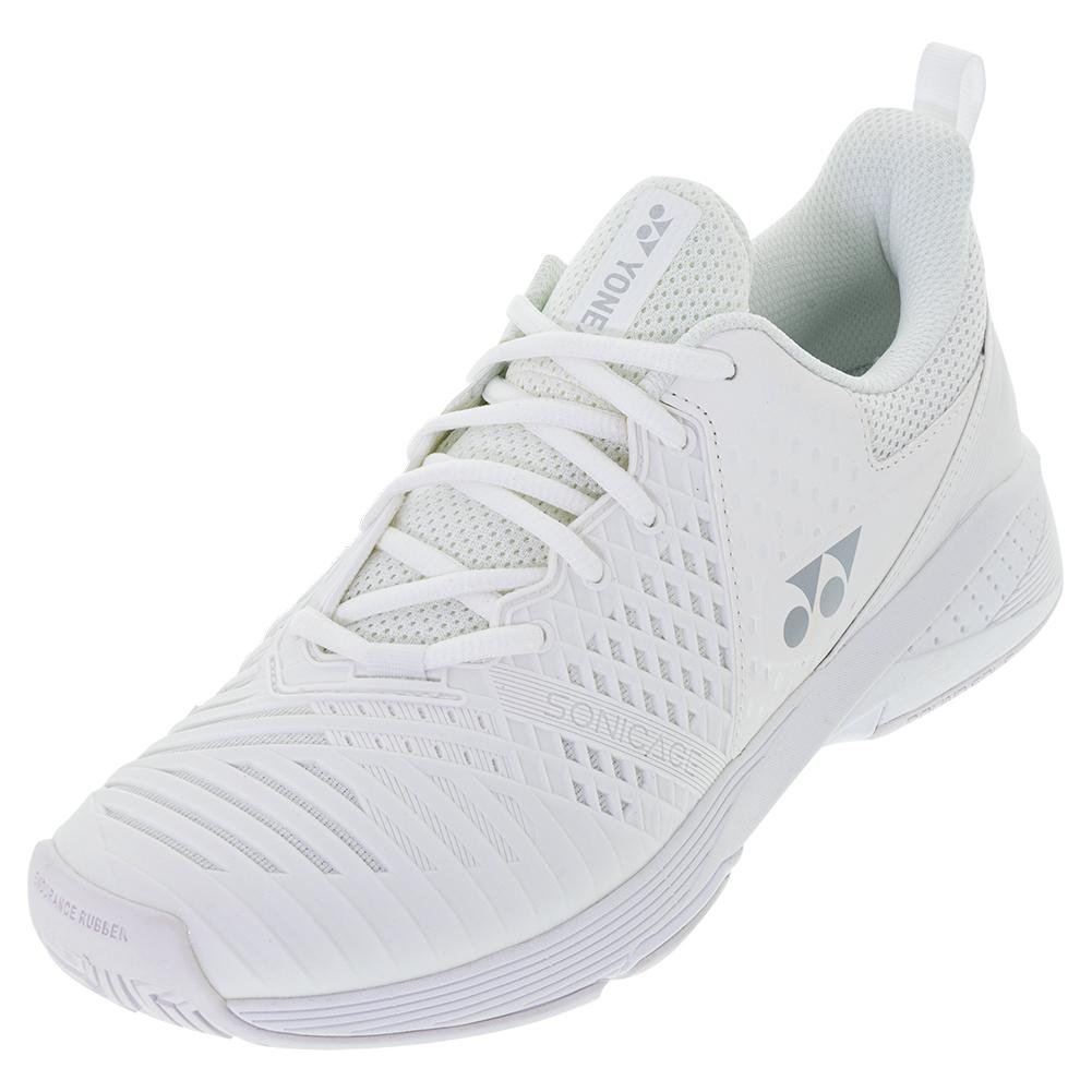 Yonex Women`s Sonicage 3 Tennis Shoes White and Silver