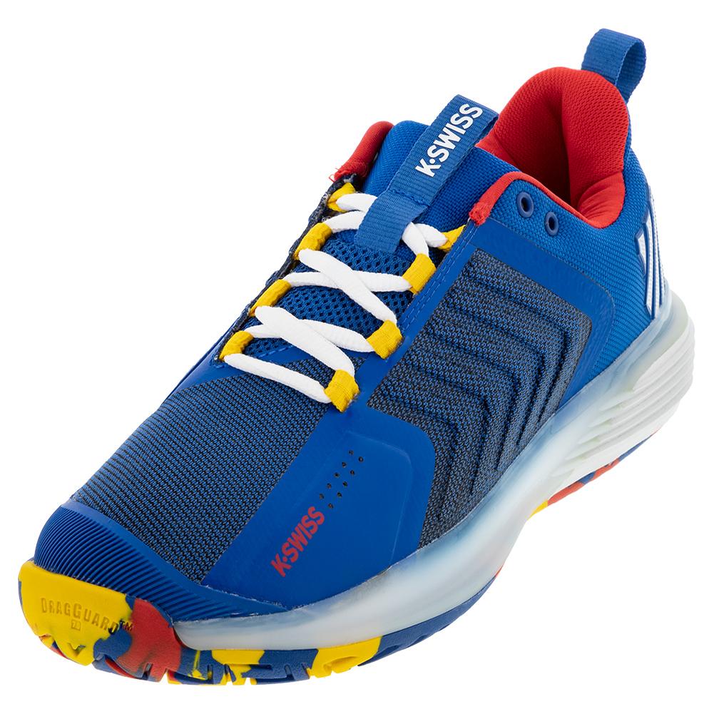 K-Swiss Men`s Ultrashot 3 Tennis Shoes Classic Blue and Berry Red
