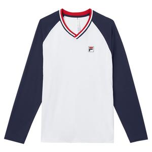 Men`s Heritage Essentials Long Sleeve Tennis Top White and Navy