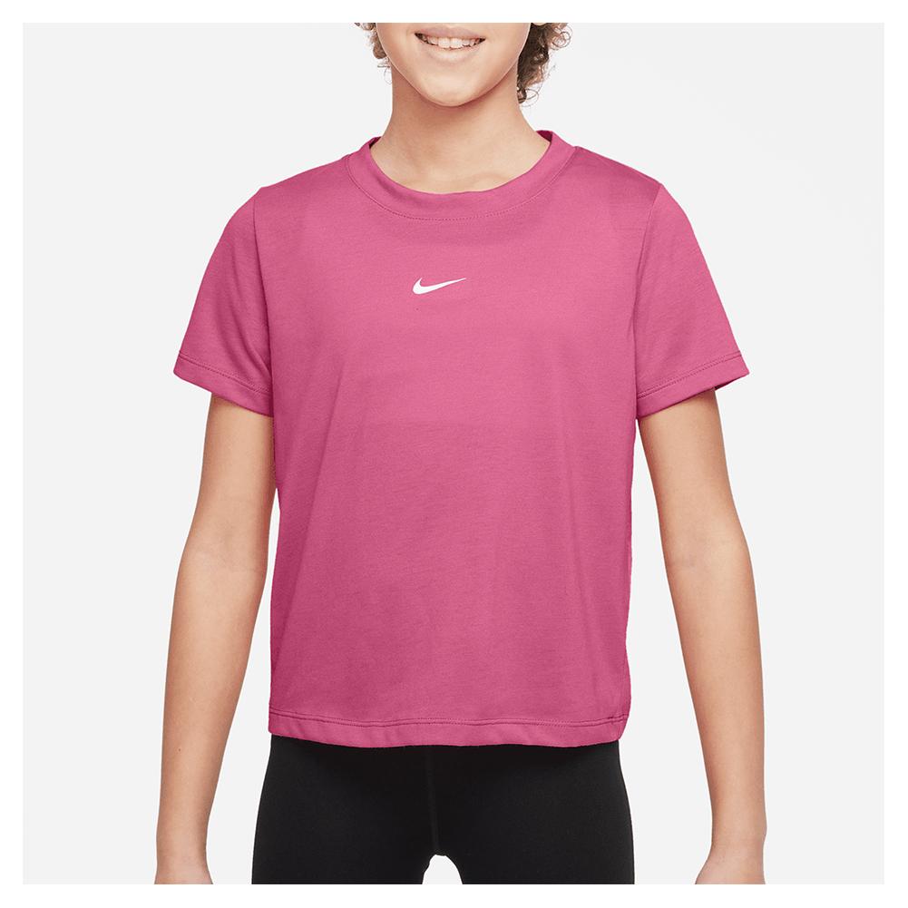 Nike Girls` Dri-FIT Breathe Training Top Pinksicle and White