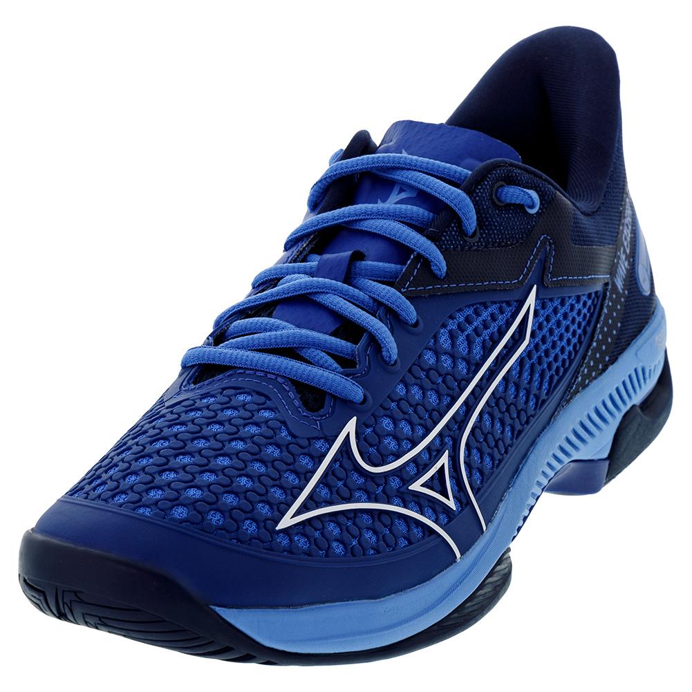 Mizuno Men`s Wave Exceed Tour 5 AC Tennis Shoes True Blue and White