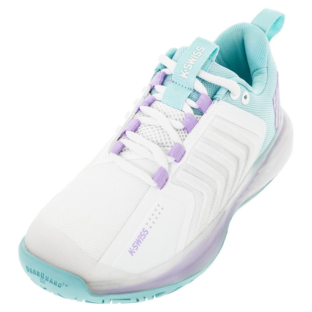 K-Swiss Women`s Ultrashot 3 Tennis Shoes Brilliant White and Angel Blue