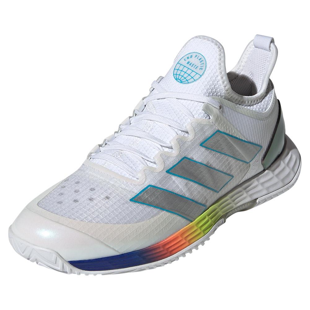 adidas Women`s adizero Ubersonic 4 Tennis Shoes Footwear White and Silver  Metallic