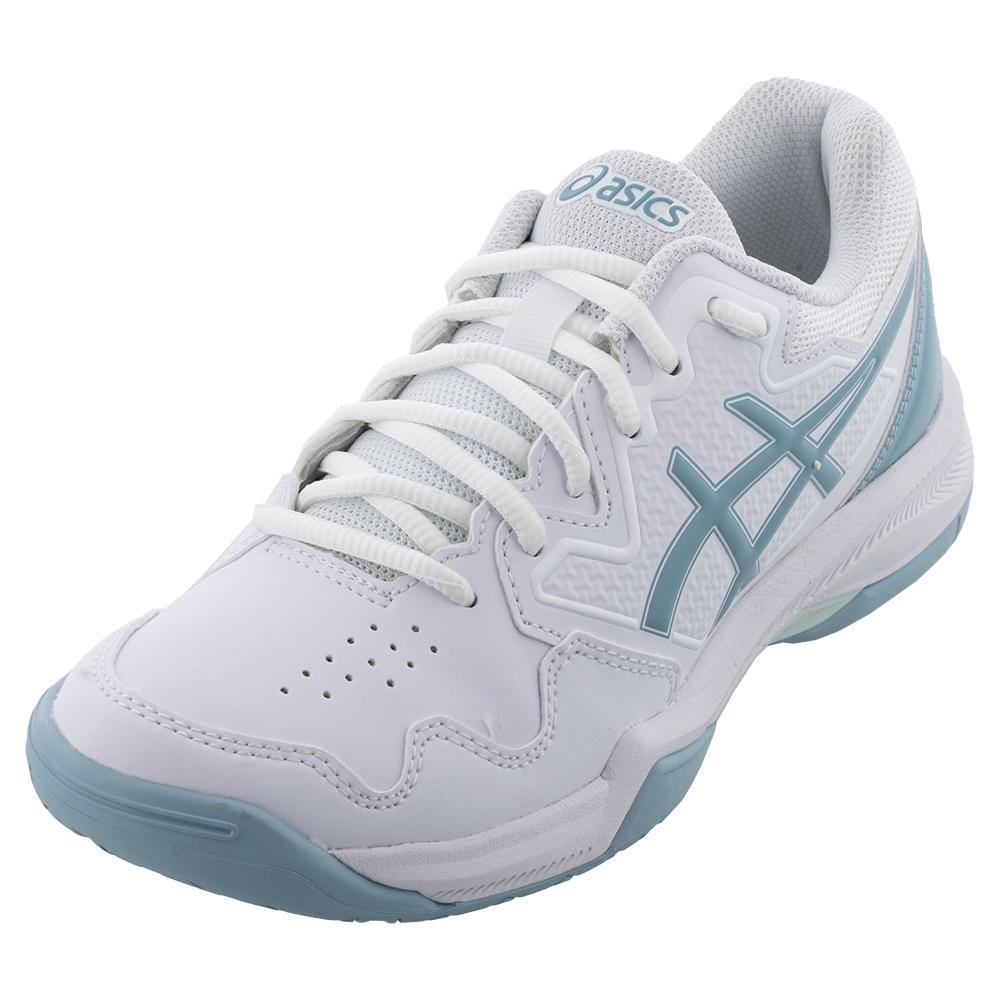 ASICS Women`s GEL-Dedicate 7 Tennis Shoes White and Smoke Blue