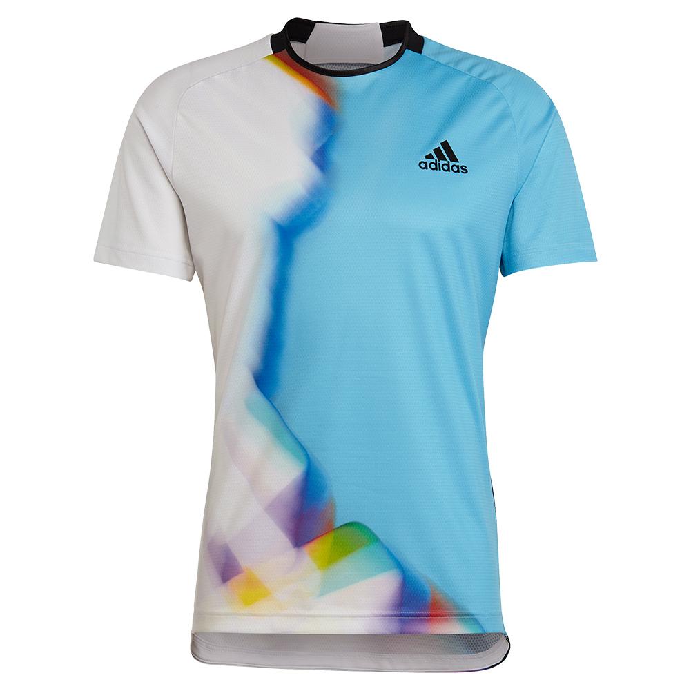 adidas Men`s World Cup Tennis Top White and Bright Cyan
