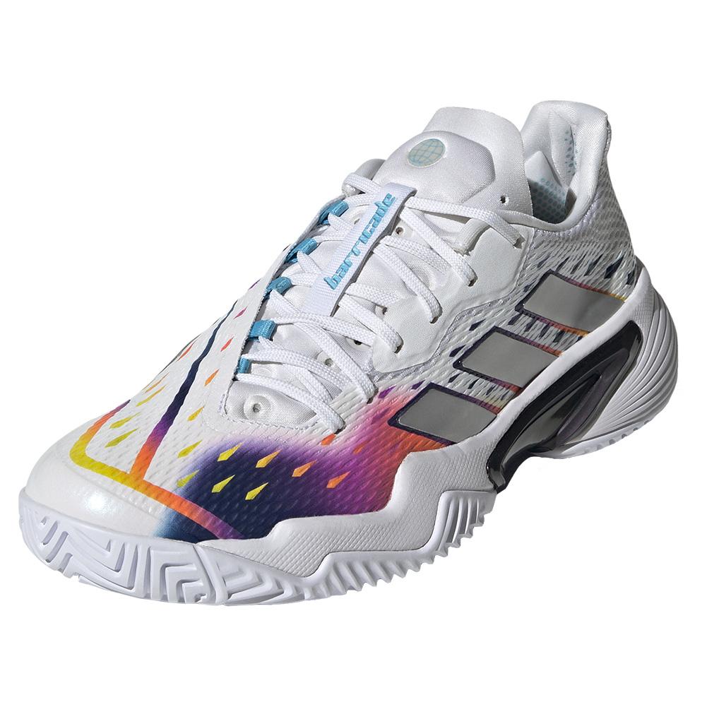 adidas Women`s Barricade Tennis Shoes Footwear White and Silver Metallic