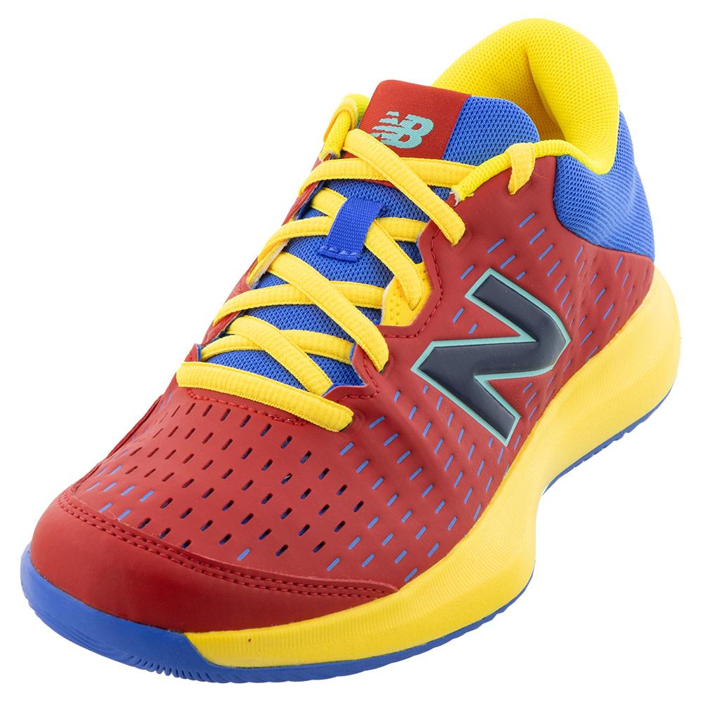 New Balance Juniors` 696v4 Tennis Shoes True Red and Egg Yolk