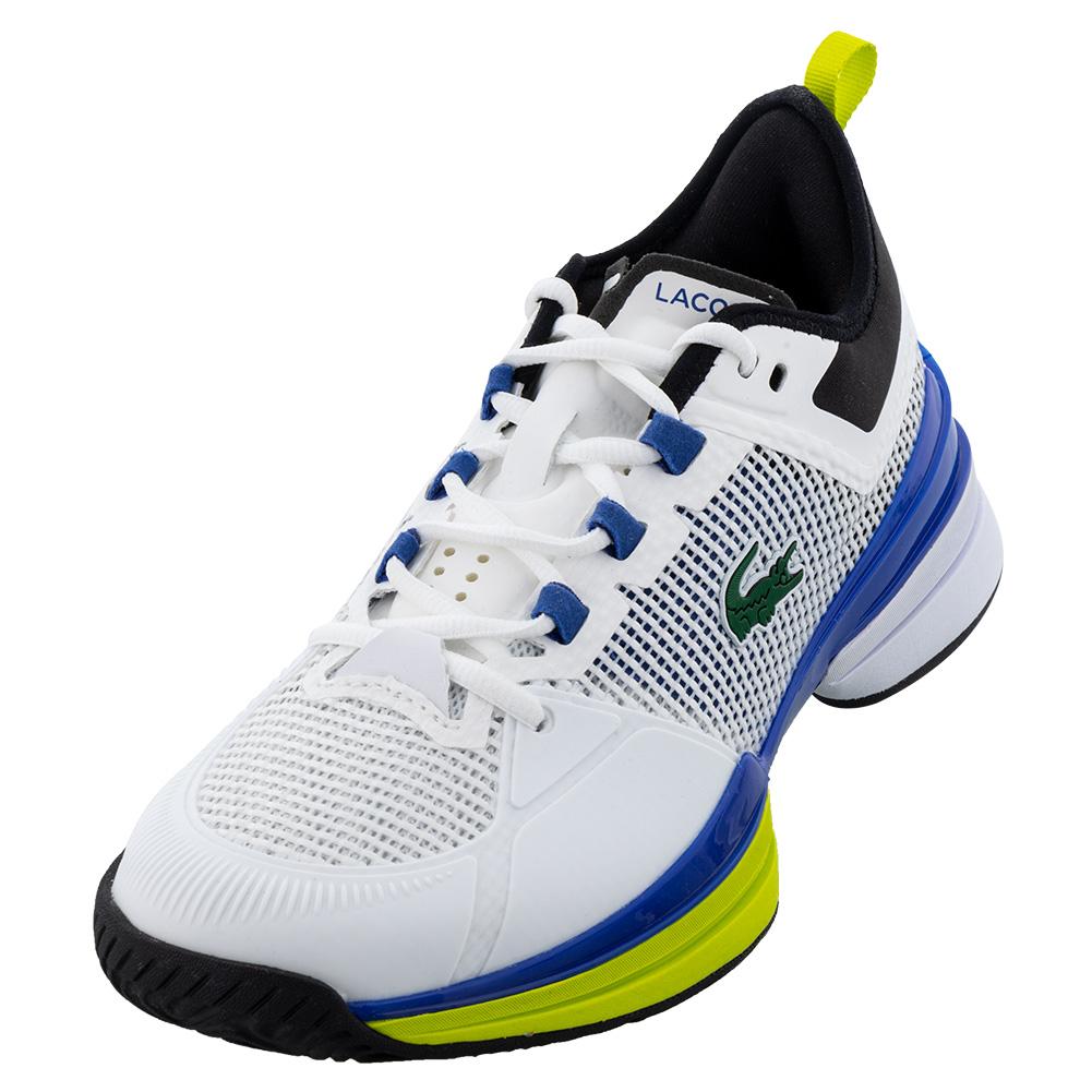 Lacoste Men`s AG-LT Ultra Clay Court Tennis Shoes White and Blue