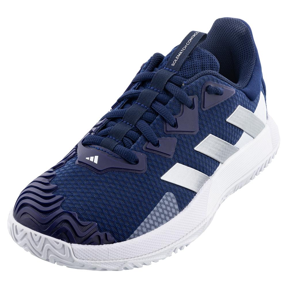 adidas Men`s SoleMatch Control Tennis Shoes Team Navy Blue 2 and Matte  Silver