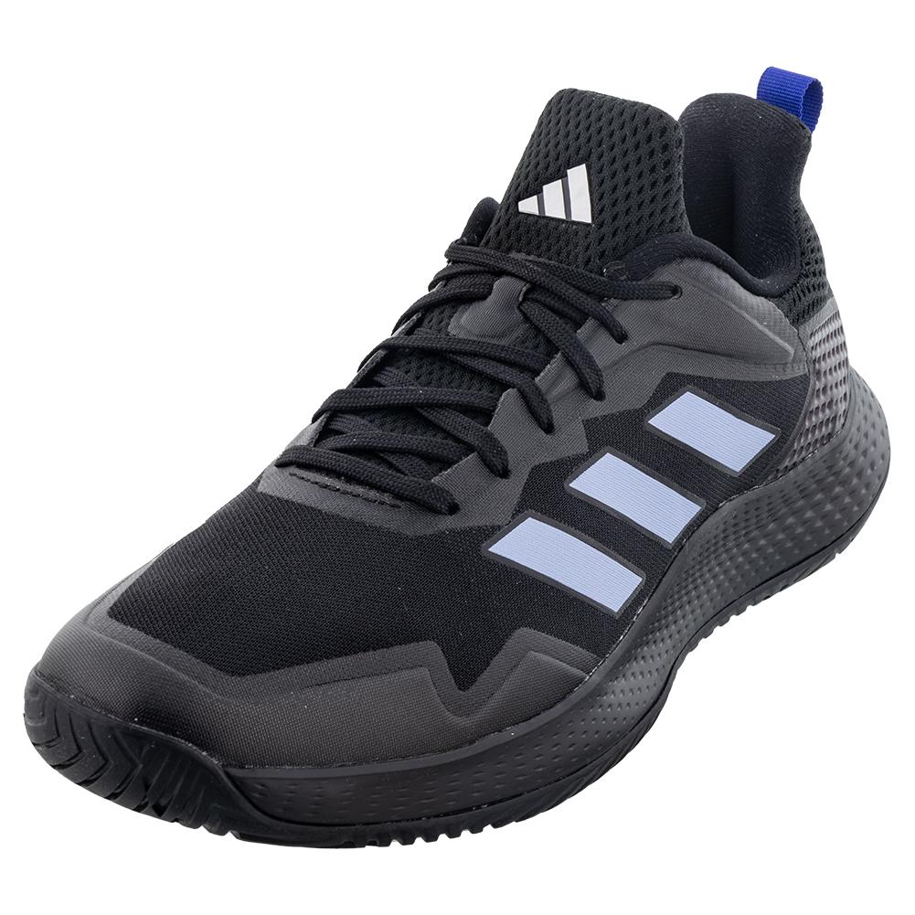 adidas Men`s Defiant Speed Tennis Shoes Core Black and Blue Dawn