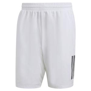 Men`s Club 3-Stripe 7 Inch Tennis Shorts White