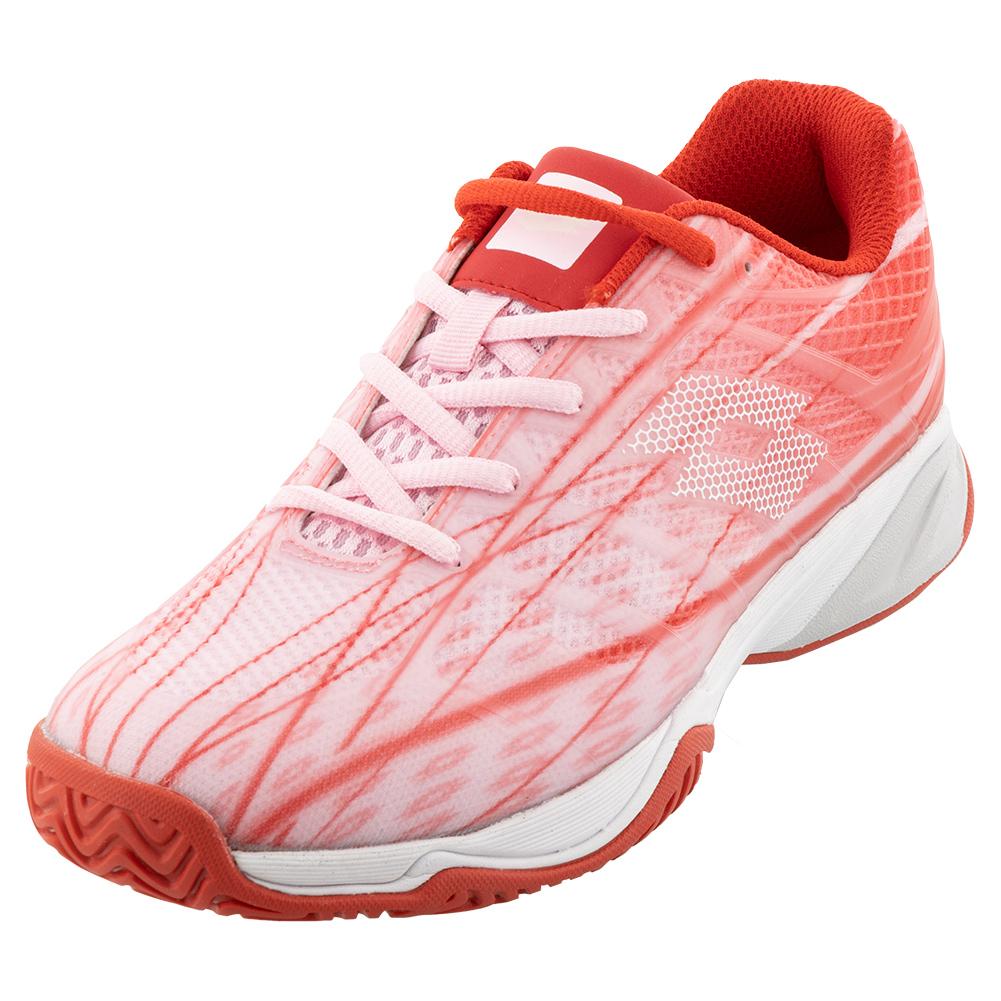 Lotto Juniors` Mirage 300 Speed Tennis Shoes Pink Cherry and All White