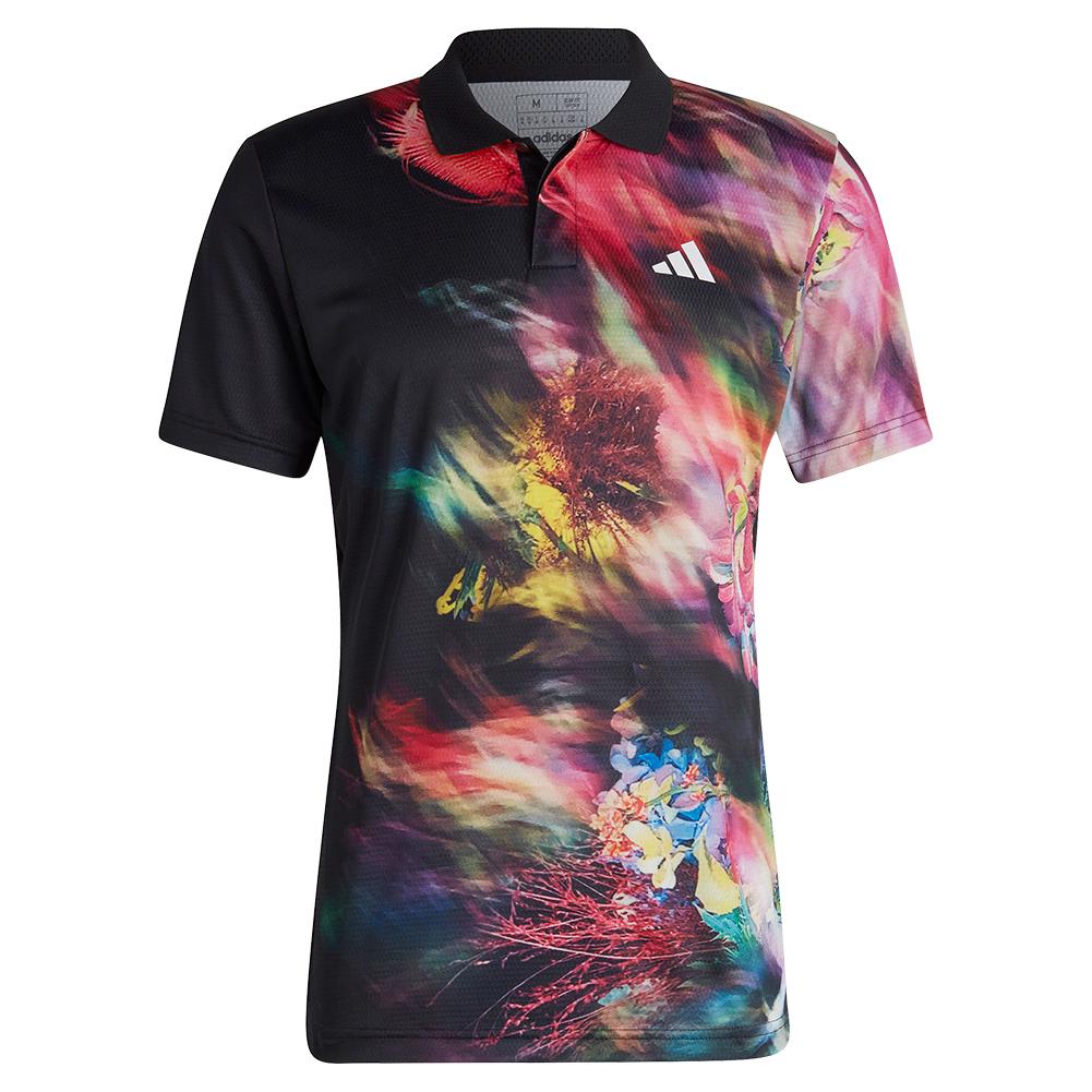 adidas Men`s Melbourne HEAT.RDY Freelift Tennis Polo Multicolor and Black
