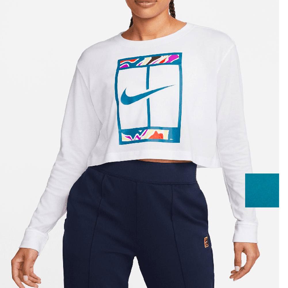 Nike Women`s Melbourne Court Dri-Fit Slam Long Sleeve Cropped Tennis Top