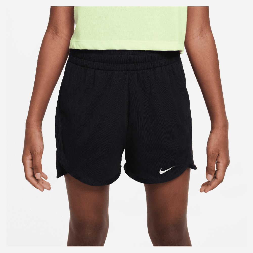 NIKE Girls` Dri-FIT Breezy High-Waisted Training Shorts Black and White
