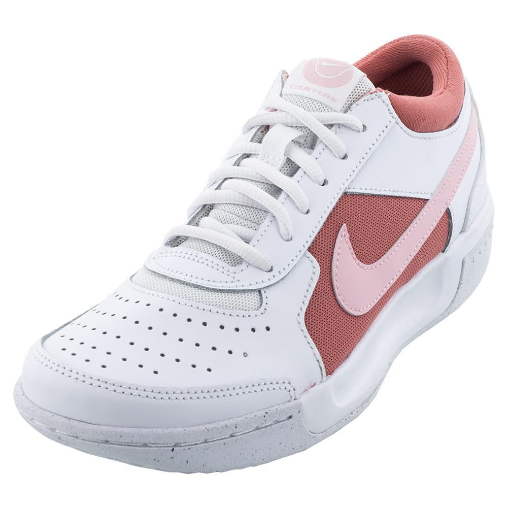 NikeCourt Women`s Zoom Court Lite 3 Tennis Shoes White and Medium Soft Pink