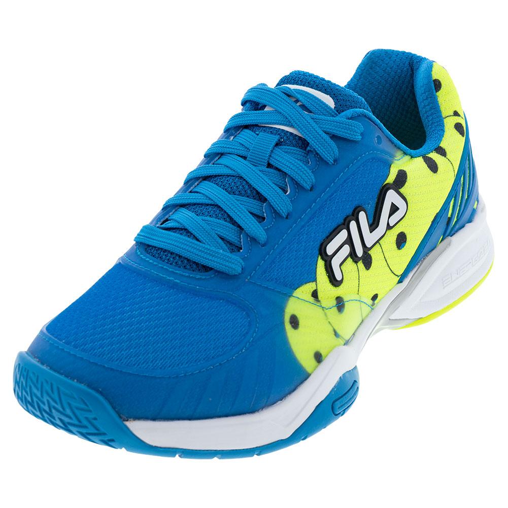 Fila Men`s Volley Zone Pickleball Shoes Electric Blue and White