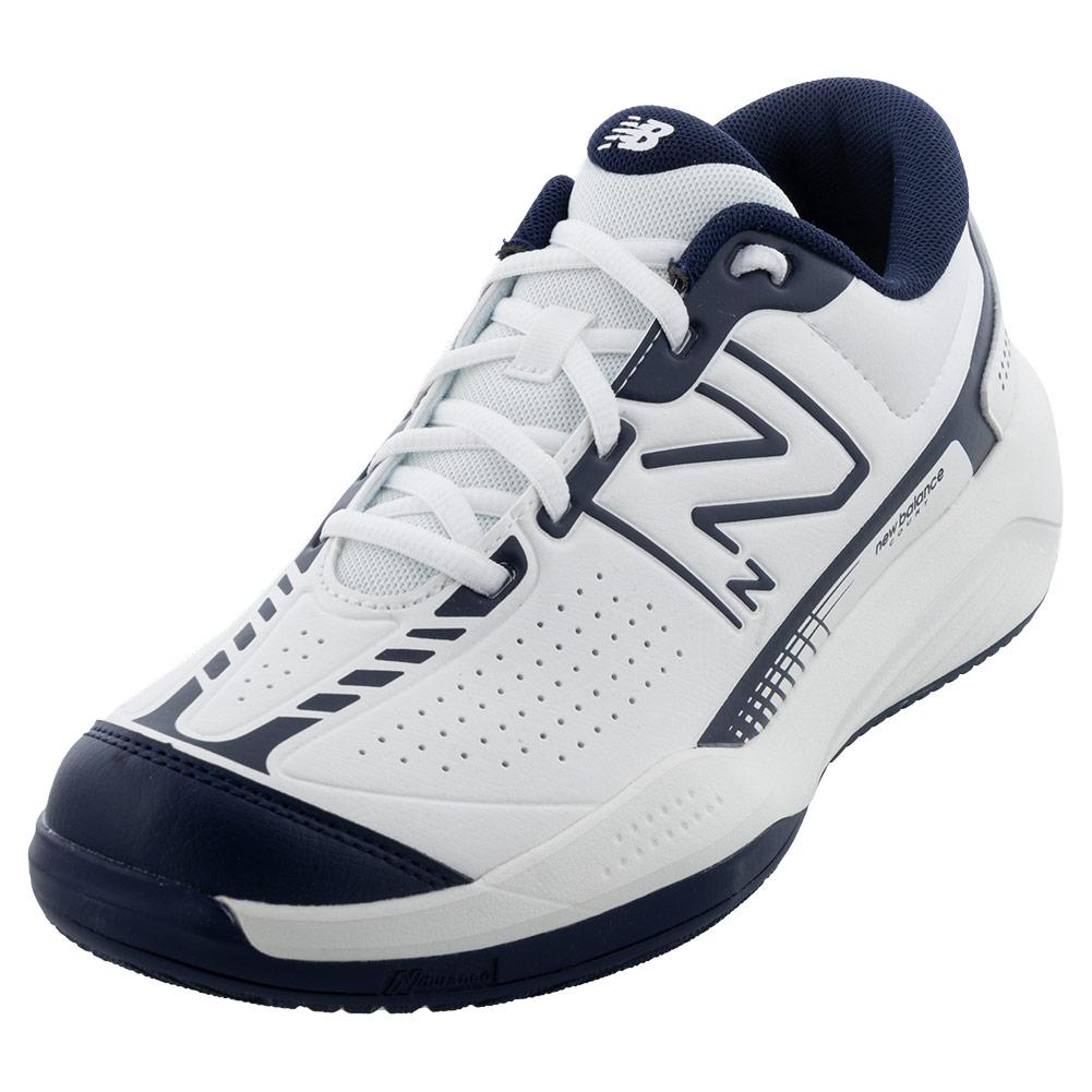 New Balance Men`s 696v5 D Width Tennis Shoes White and Navy