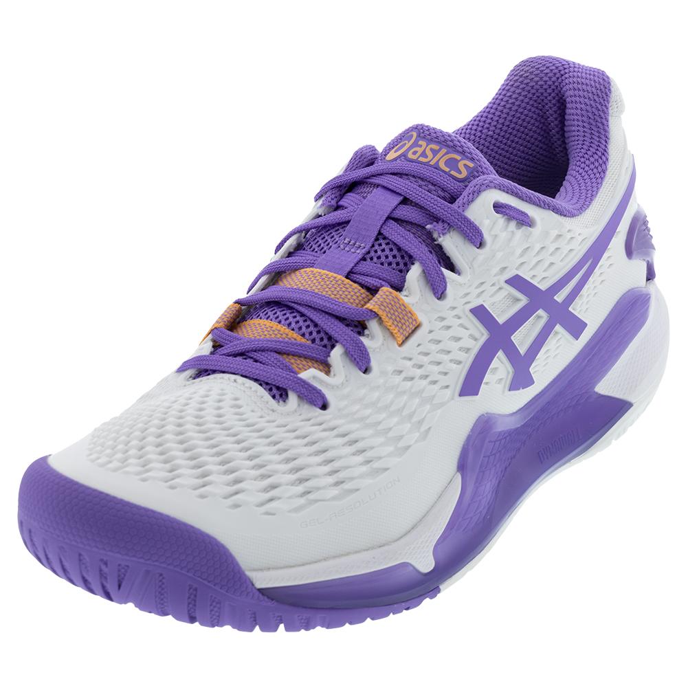 ASICS Women`s GEL-Resolution 9 Tennis Shoes White and Amethyst