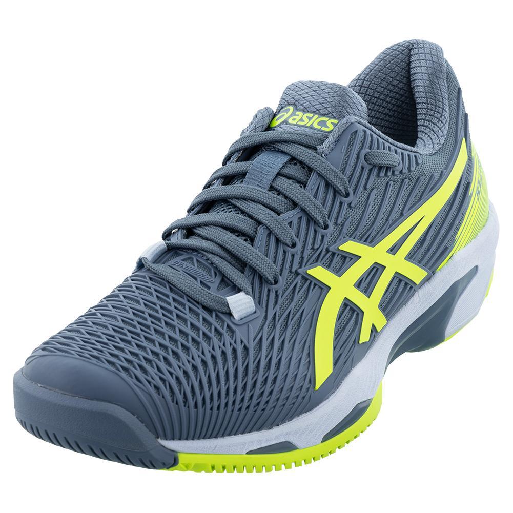 ASICS Men`s Solution Speed FF 2 Tennis Shoes Steel Blue and Hazard Green