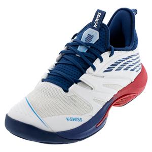 Men`s SpeedTrac Tennis Shoes Blanc de Blanc and Blue Opal