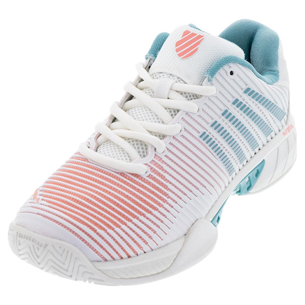 K-Swiss Women`s Hypercourt Express 2 Blanc de Blanc and Nile Blue