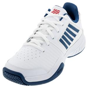 Men`s Court Express Tennis Shoes White and Blue Opal