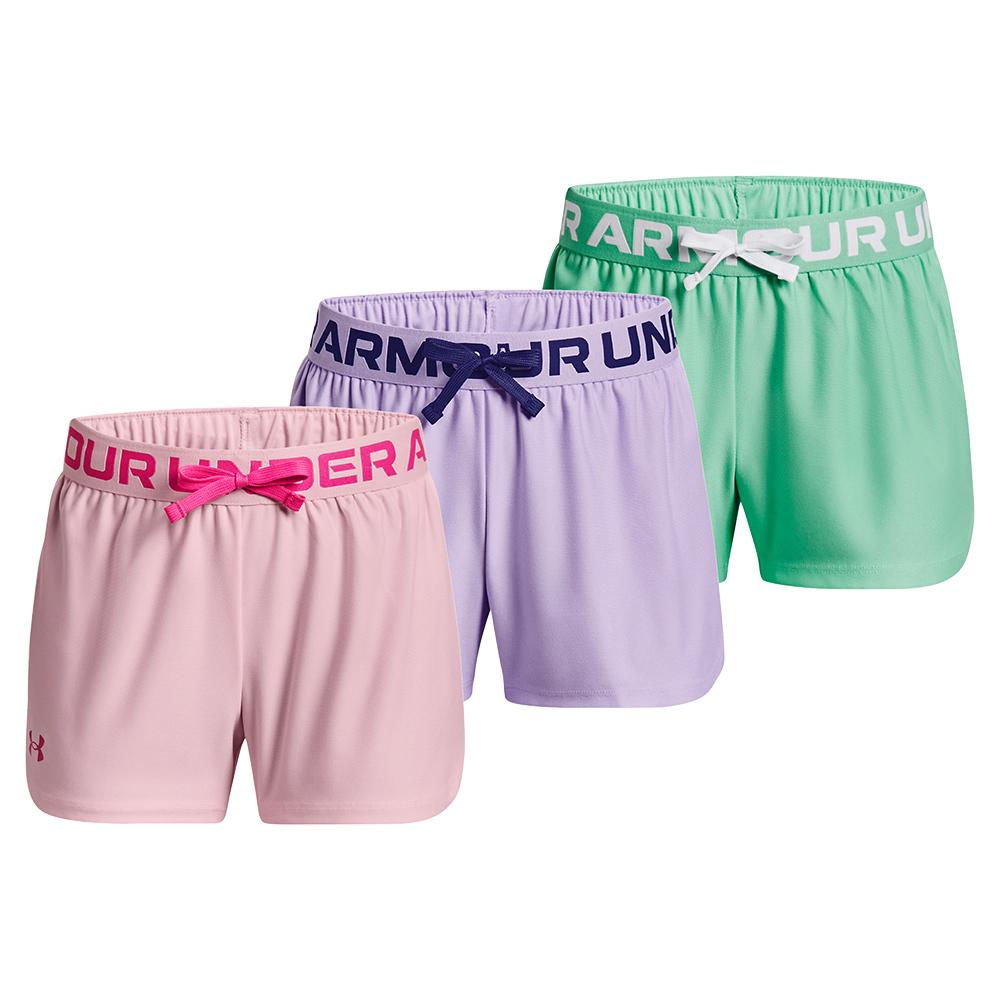 Under Armour Girls Youth UA Play Up Shorts Black Pink Blue 1363371 Youth  Size L