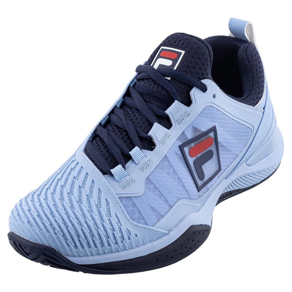 Fila Men`s Speedserve Energized Tennis Shoes Cashmere Blue and Fila Navy