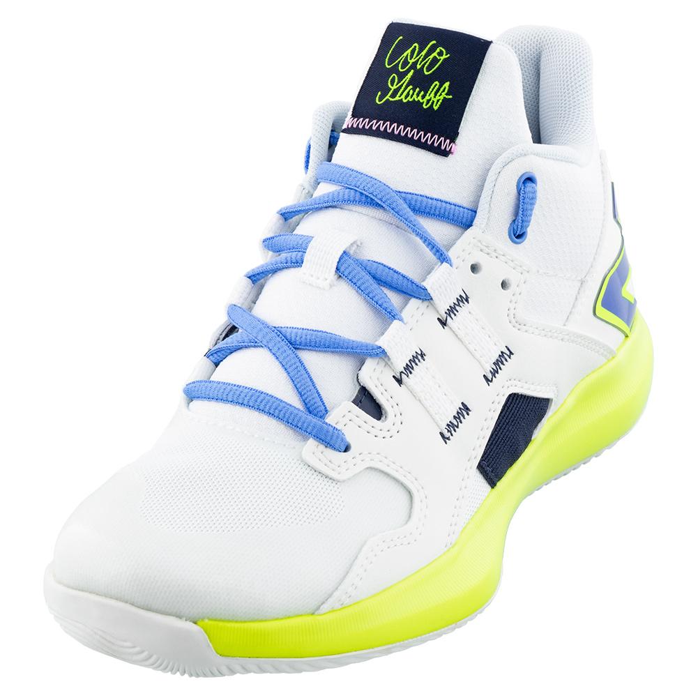 New Balance Juniors` Coco CG1 Tennis Shoes White and Hi-lite