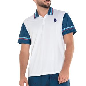 Men`s New Era Short Sleeve Tennis Polo Blue Opal