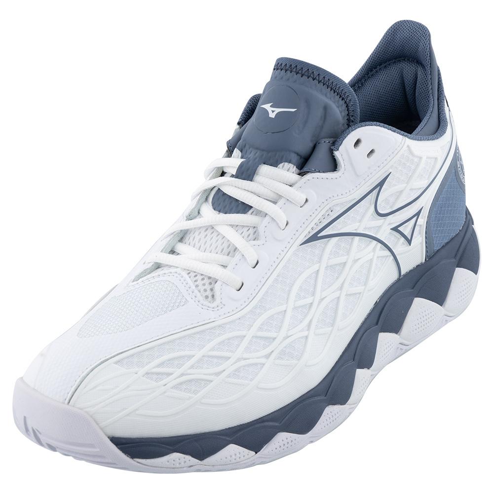 Mizuno Men`s Wave Enforce Tour AC Tennis Shoes White and China Blue