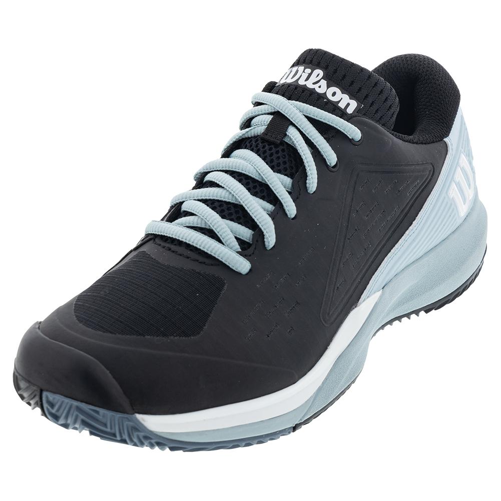 Wilson Women`s Rush Pro Ace (2E) Clay Tennis Shoes Black and Sterling Blue