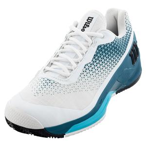 Men`s Rush Pro 4.0 Clay Tennis Shoes White and Blue Coral