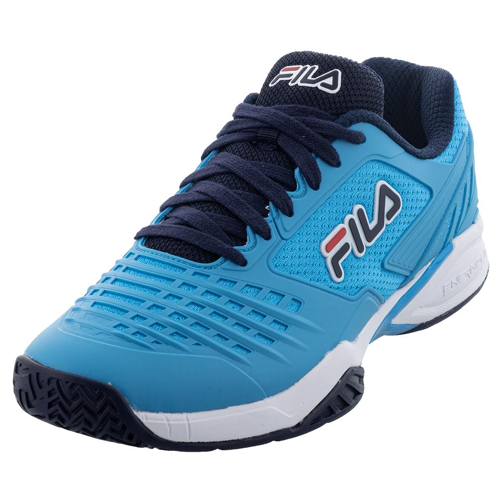 Fila Men`s Axilus 2 Energized Tennis Shoes Hawaiian Ocean and White