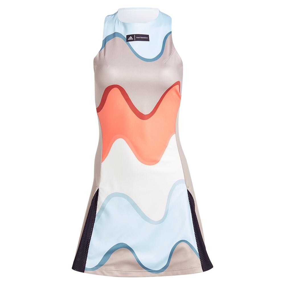 Adidas Women`s Marimekko Premium Tennis Dress in Multicolor and Semi Coral