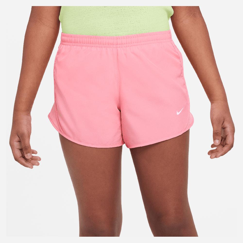 Nike Women`s Dri-Fit Tempo Running Shorts Coral Chalk and White