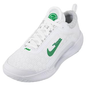 Women`s Air Zoom Court NXT Tennis Shoes White and Kelly Green