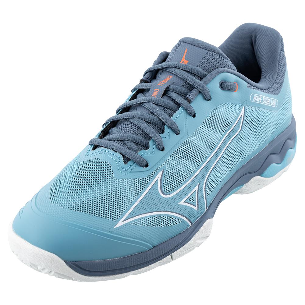 Mizuno Men`s Wave Exceed Light AC Tennis Shoe Maui Blue and White