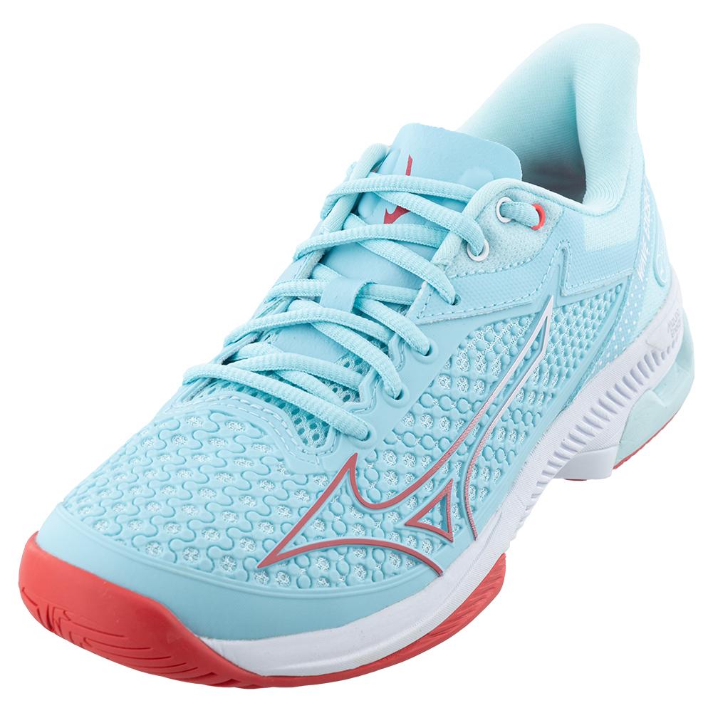 Mizuno Women`s Wave Exceed Tour 5 AC Tennis Shoes Tanager Turquoise and  Paradise Pink